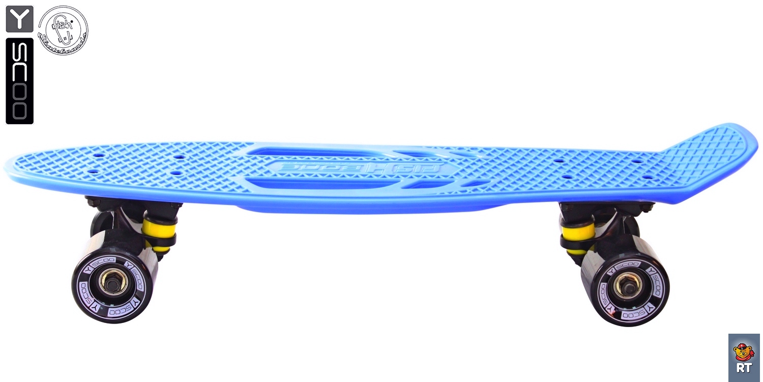 Скейтборд виниловый Y-Scoo Skateboard Fishbone 405-B с ручкой и сумкой, синий  